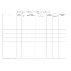 Ewidencja wyjść w godzinach służbowych, A4 poziom