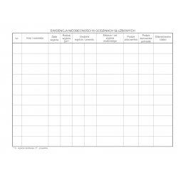 Ewidencja wyjść w godzinach służbowych, A4 poziom