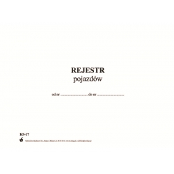 KS-17 Rejestr pojazdów A4 96 kartek