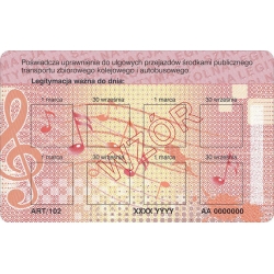 ART/102 -  legitymacja szkolna dla słuchaczy artystycznych szkół policealnych