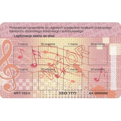 ART/103/n - legitymacja szkolna dla niepełnosprawnych słuchaczy artystycznych szkół policealnych