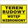 Tablica budowlana ostrzegawcza.