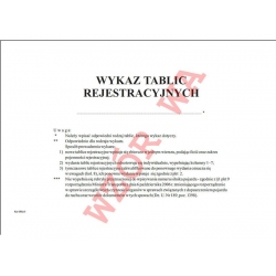 Ks-153a/1 Wykaz tablic rejestracyjnych