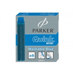 Naboje do pióra PARKER mini niebieskie zmywalne