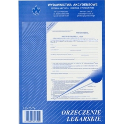 Lp-25/s Orzeczenie lekarskie wydane na podstawie