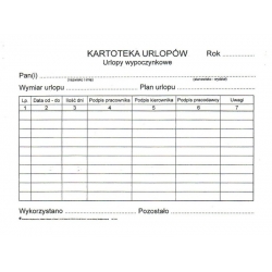 J-3790 Kartoteka urlopów, A5, poziom, karton