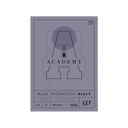 Blok techniczny A4 10 kartek biały ACADEMY 240 g