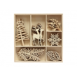 Ozdoba - Drewniane ozdoby Choinka i Renifery
