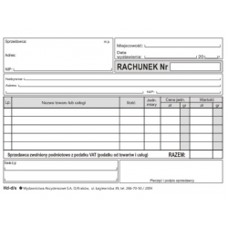 Hd-d/s Rachunek dla zwolnionych podmiotowo z Vat,