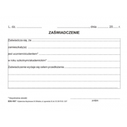 EDU-VII/7 Zaświadczenie dla ucznia, studenta