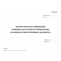 Wkt-142 Rejestr wydanych zaświadczeń,